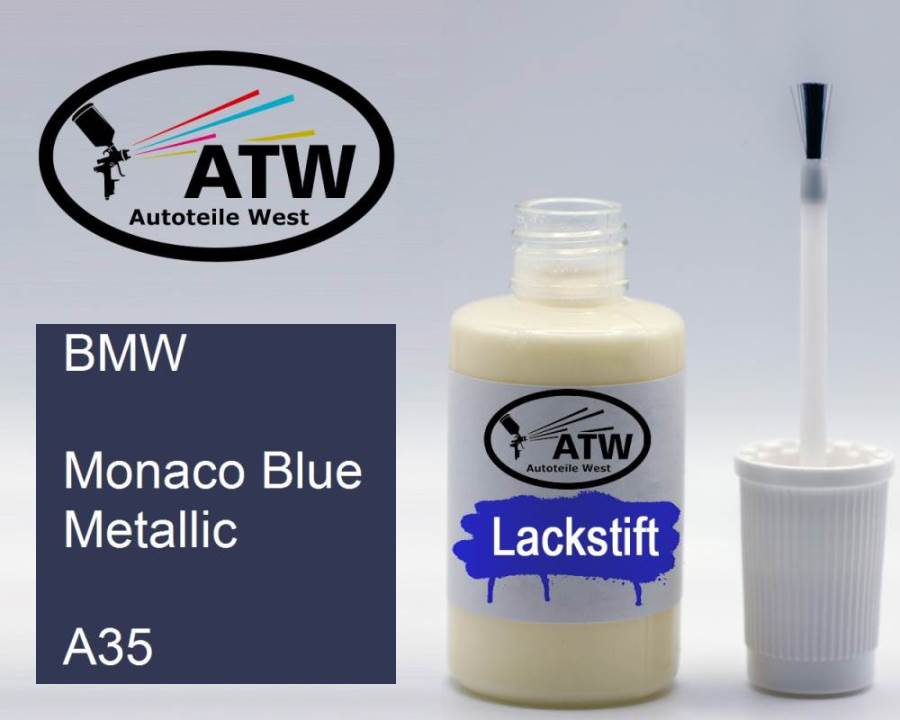 BMW, Monaco Blue Metallic, A35: 20ml Lackstift, von ATW Autoteile West.